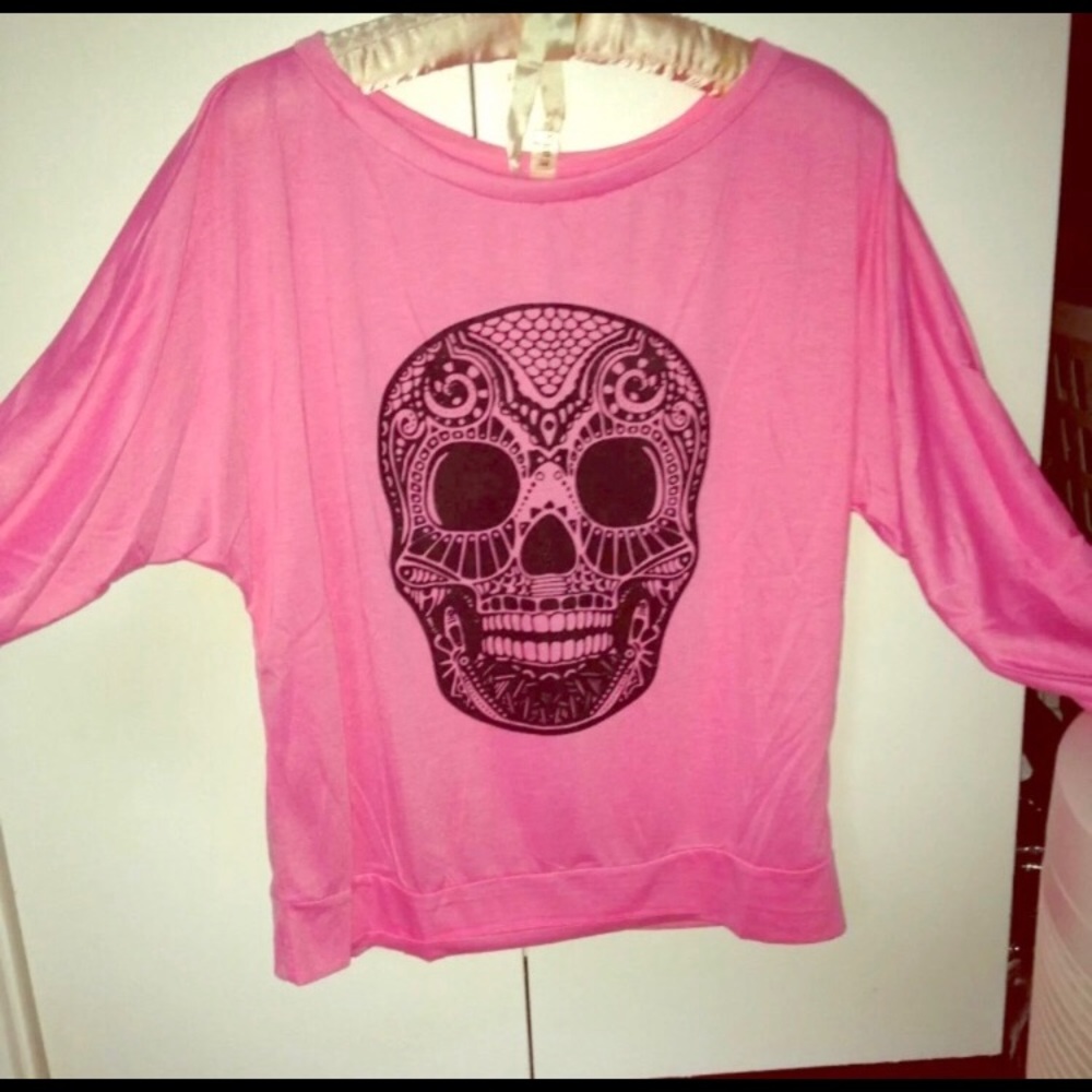 3/$10 - Sugar Skull Scoop Neck Shirt